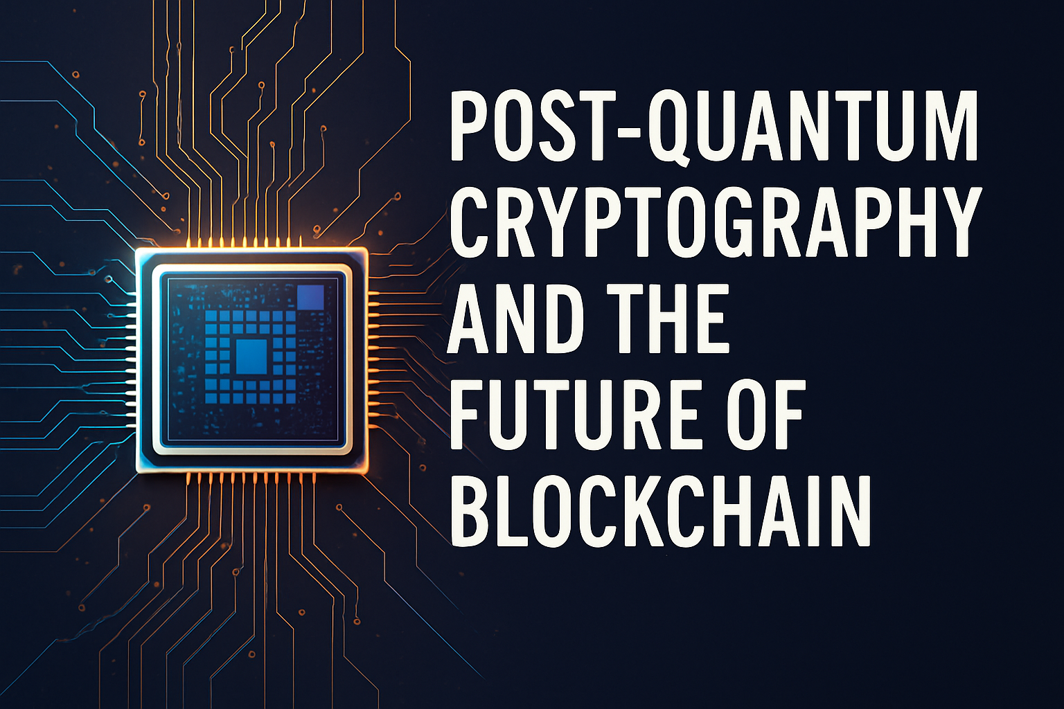 Illustration of post-quantum cryptography concepts and blockchain security in the age of quantum computing